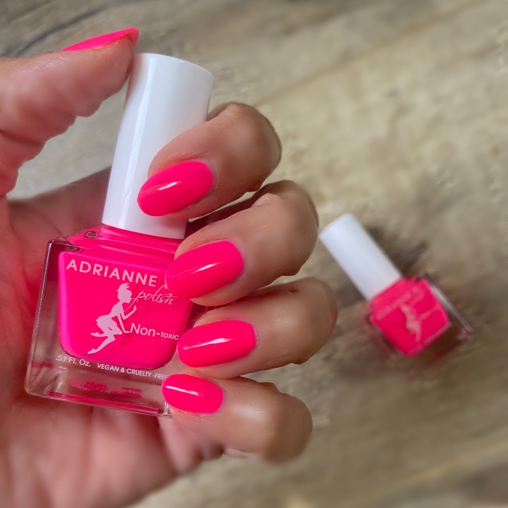 ADRIANNE K NONTOXIC Neon Nail Polish, Pink Miami Fast Drying. Safe 4 T…